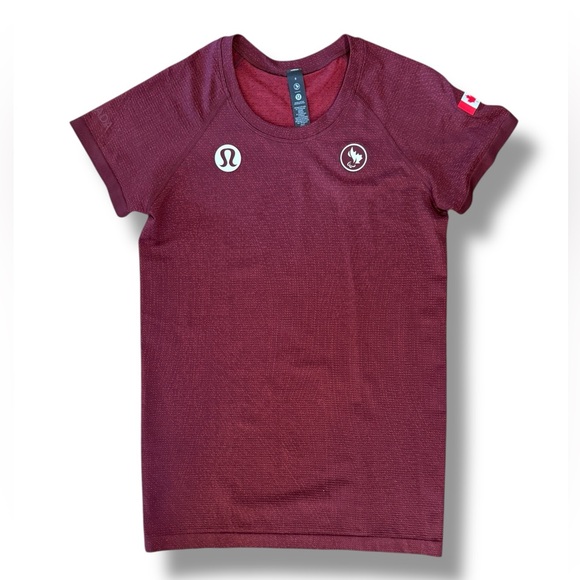 lululemon athletica Tops - Lululemon 🇨🇦 Team Canada Swiftly Tech Short Sleeve 2.0 Maroon Burgundy Women's 8